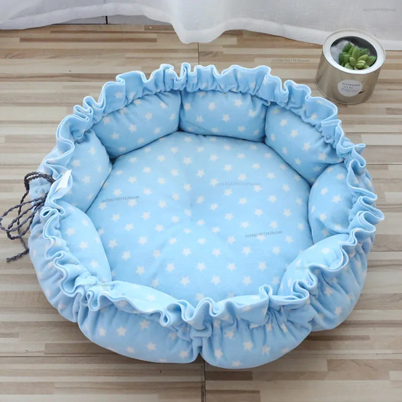 Round Dog Cat Bed Basket Warm Plush Cats Cushion Pet Bag Mat Winter House Soft Nest Puppy Sleeping Sofa for Small Dogs Cat