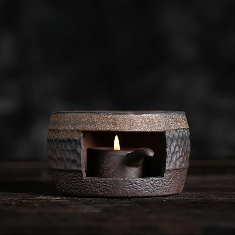 Japanese Coarse Pottery Handmade Teapot Warmer Ceramic Retro Tea Heater Candle Stand Kettle Holder Tea Stove Kung Fu Tea Set
