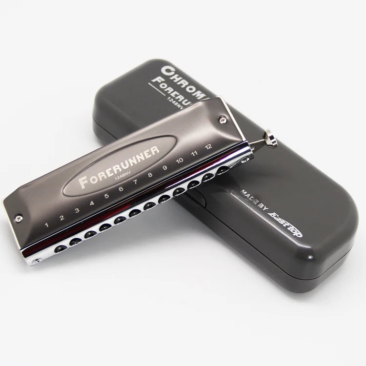 East Top Forerunner Chromatic Harmonica 12 Hole 48 Tone Mouth Organ New Style Harmonica for Player,Beginner,Gift T1248NV
