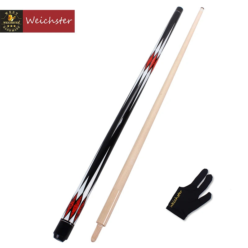 Weichster 3 Cushion Carom Billiard Pool Cue Stick Wooden Joint Cue With Glove