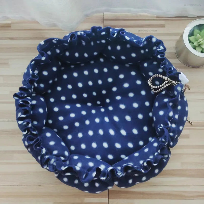 Round Dog Cat Bed Basket Warm Plush Cats Cushion Pet Bag Mat Winter House Soft Nest Puppy Sleeping Sofa for Small Dogs Cat