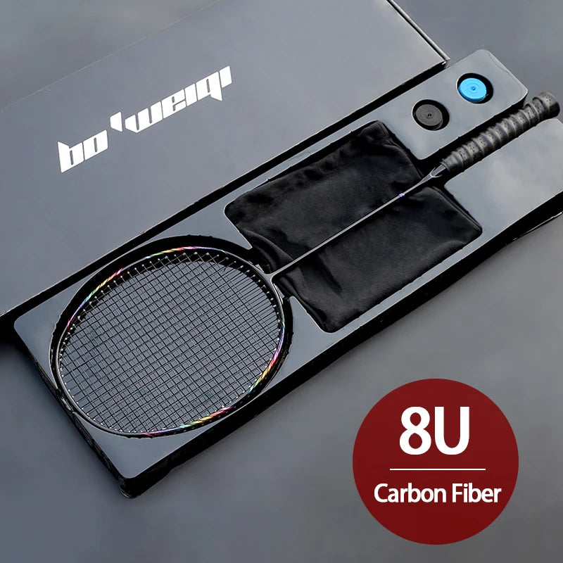 Super Light 8U Full Carbon Fiber Badminton Rackets With Bags String Professional Racket Strung Padel Sports