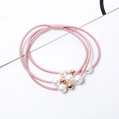Chiffon Hair Scrunchies Women Fashion Pearl Ponytail Holder Hair Tie Hair Rope Rubber Bands Hair Accessories Bowknot Headwear