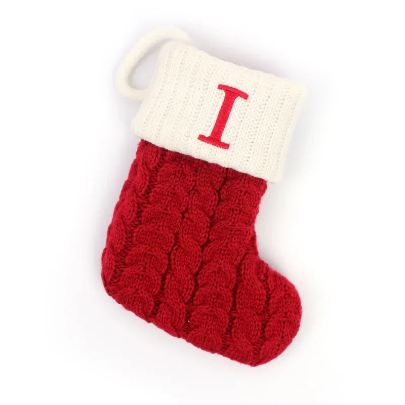 Merry Christmas Socks Red Snowflake Alphabet Letters Christmas Stocking Christmas Tree Pendant Decorations for Home Xmas Gift
