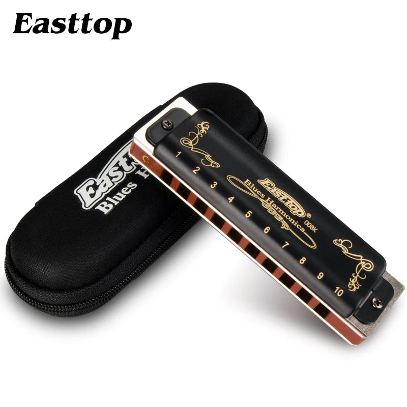 High Quality Easttop Harmonica T008K Diatonic 10 Holes Blues Harp Mondharmonica Gaita Low F /Paddy Mouth Ogan Musical Instrument