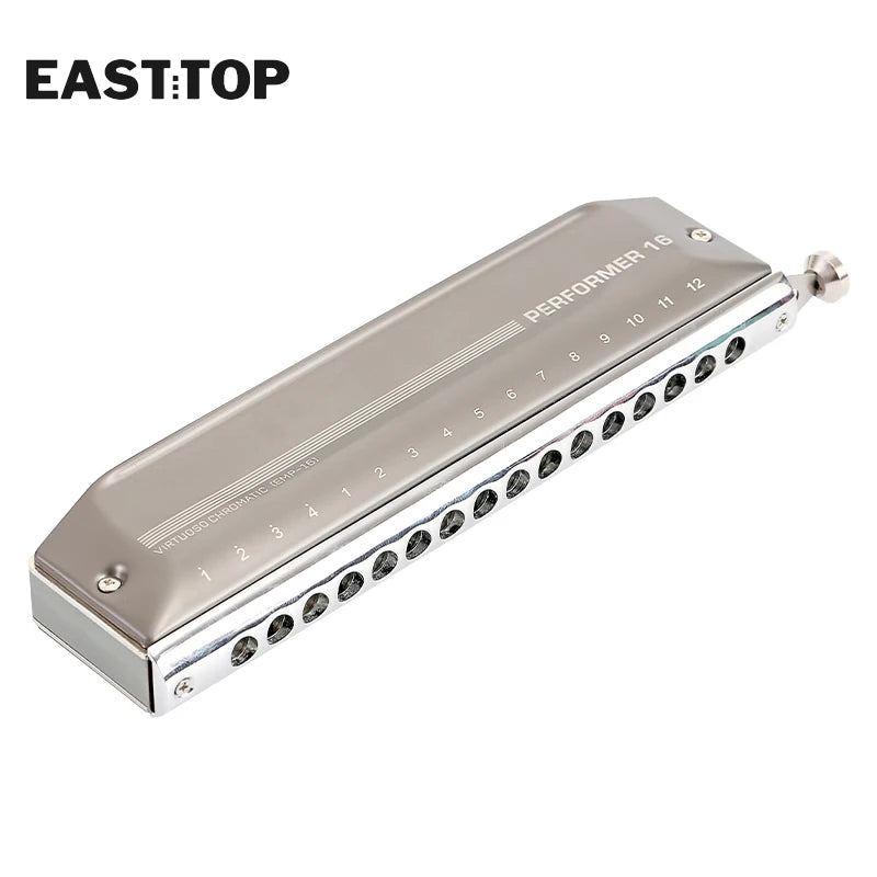 EASTTOP EMP-16 Upgrade Chromatic Harmonica 16 Hole 64 Tone Key of C Aluminum Comb Chromatic Mouth Organ Harmonica