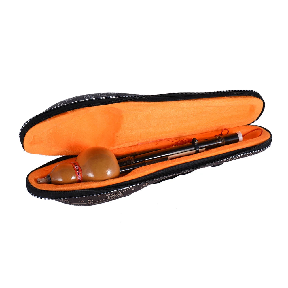 Chinese Handmade Hulusi Black Bamboo Gourd Cucurbit Flute Ethnic Musical Instrument Key of C With Case for Beginner Music Lovers