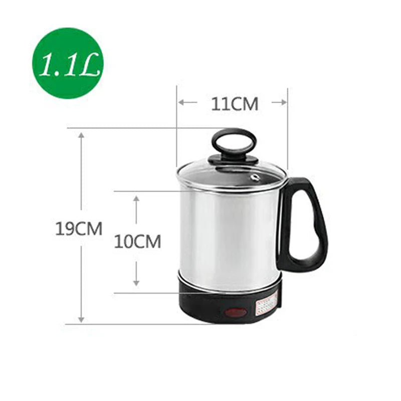 Stainlesss Steel Electric Kettle Water Heating Boiler Tea Pot Cup Portable Travel Mini Hotpot Skillet Food Cooking Noodle Cooker