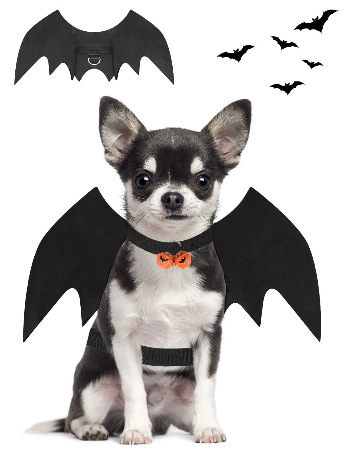 Halloween Cat Clothes Bat Wings Funny Dog Cosplay Costume With Pumpkin Bells 2023 New Dog Clothes Pet Supplies