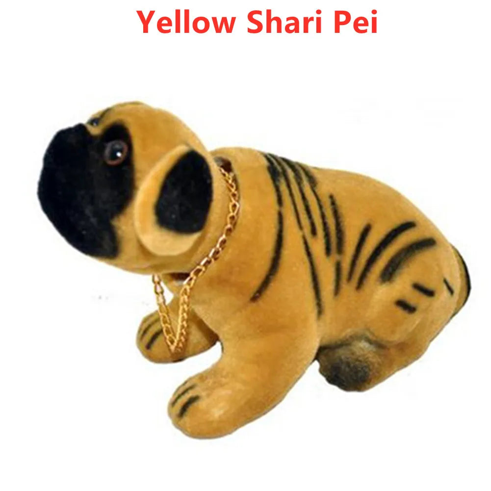 Car Ornament Nodding Dog Creative Shaking Head Puppy Dog Car Dashboard Doll Bobblehead Dog Toy Lucky Gold Chain Rocking Head Dog