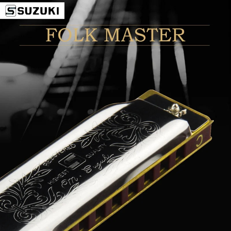 Suzuki Harmonica Folk Master 1072 Standard Beginner 10 Hole 20 Tone Diatonic Key of C a D E F G