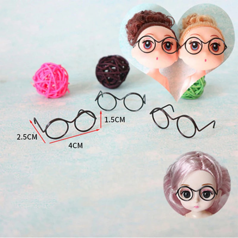 5pcs Cute Round Doll Glasses Frame for Bjd Fashion Plush Toy Glasses Dolls DIY Accessories Dress Up Toys for Girls