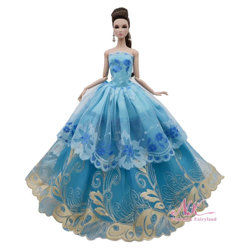 NK 1 Pcs 30CM Princess Wedding Dress Noble Party Gown for Barbie Doll Accessories Fashion Clothes Gift for Girl' 1/6 Doll Toy JJ