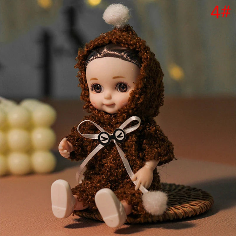 17cm Smiling Doll Princess Set Mini Bjd Toys Princess Dress Suit Cute Smile Bjd Doll 1/12 Movable Joints Doll Girl DIY Dress Up
