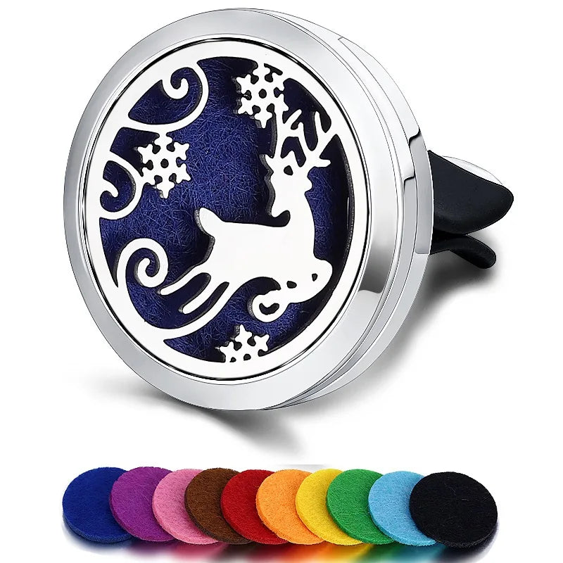 Refillable Car Air Freshener Smell Perfume Diffuser Clip Auto Vent Essential Oil Stainless Steel Locket Interior Accessories