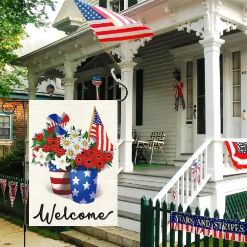 Patriotic Memorial Day USA Garden Flag 12x18 Double Sided Vertical, Small