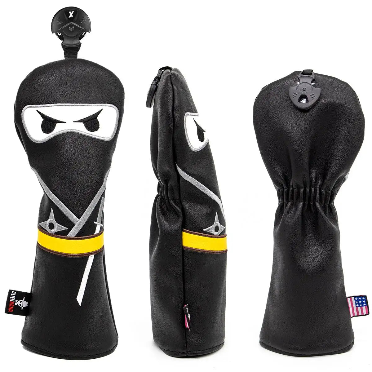 Golf Club Headcover Set Aliennana Black Ninja Driver Head Cover Fairway Golf Headcvoer Hybird Blade Putter Mallet Putter Covers