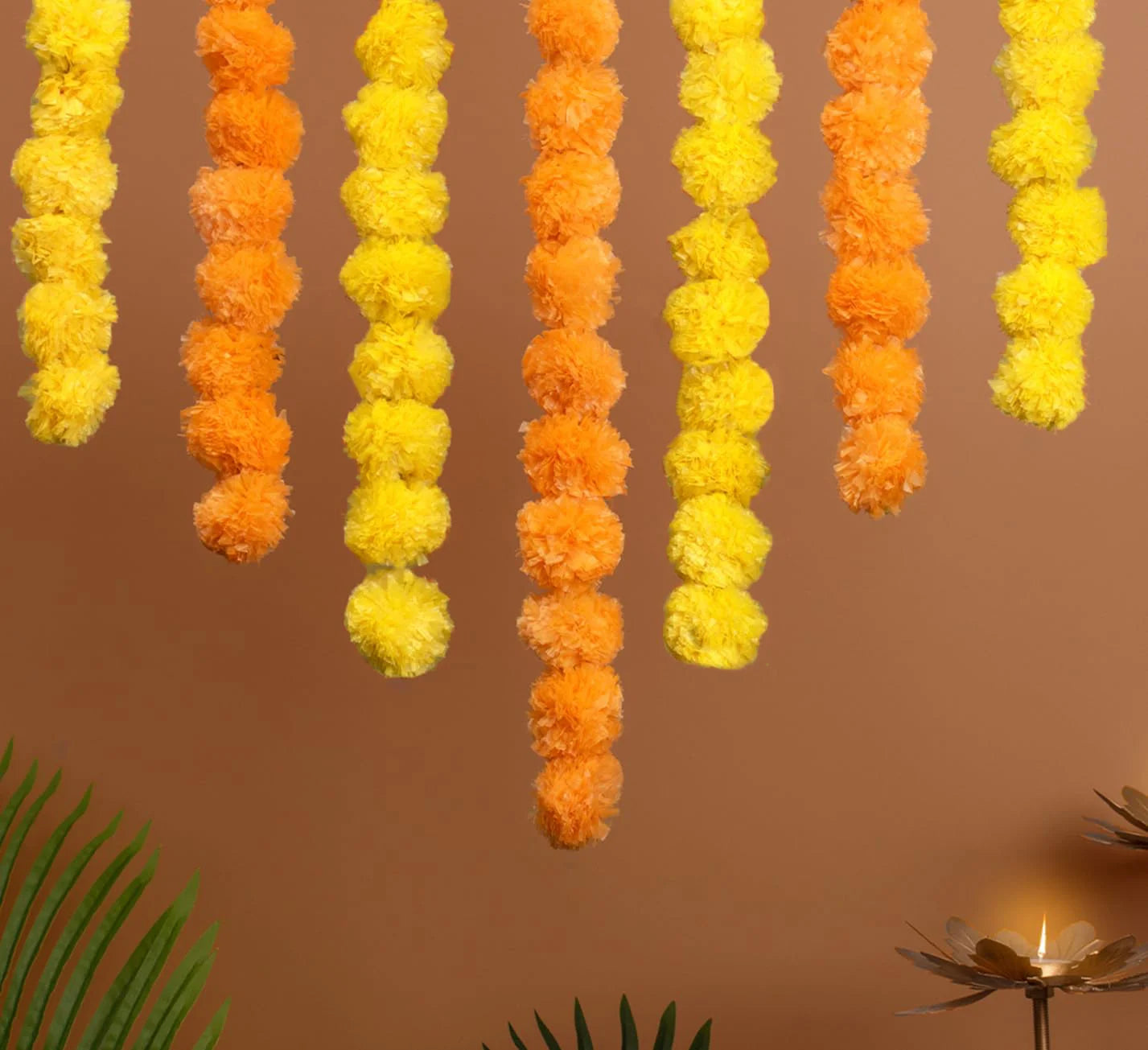 10-100pcs Marigold Flower Garland Decoration Artificial Flowers Indian Decor Diwali Pooja Day of the Dead Wedding Mexican Party