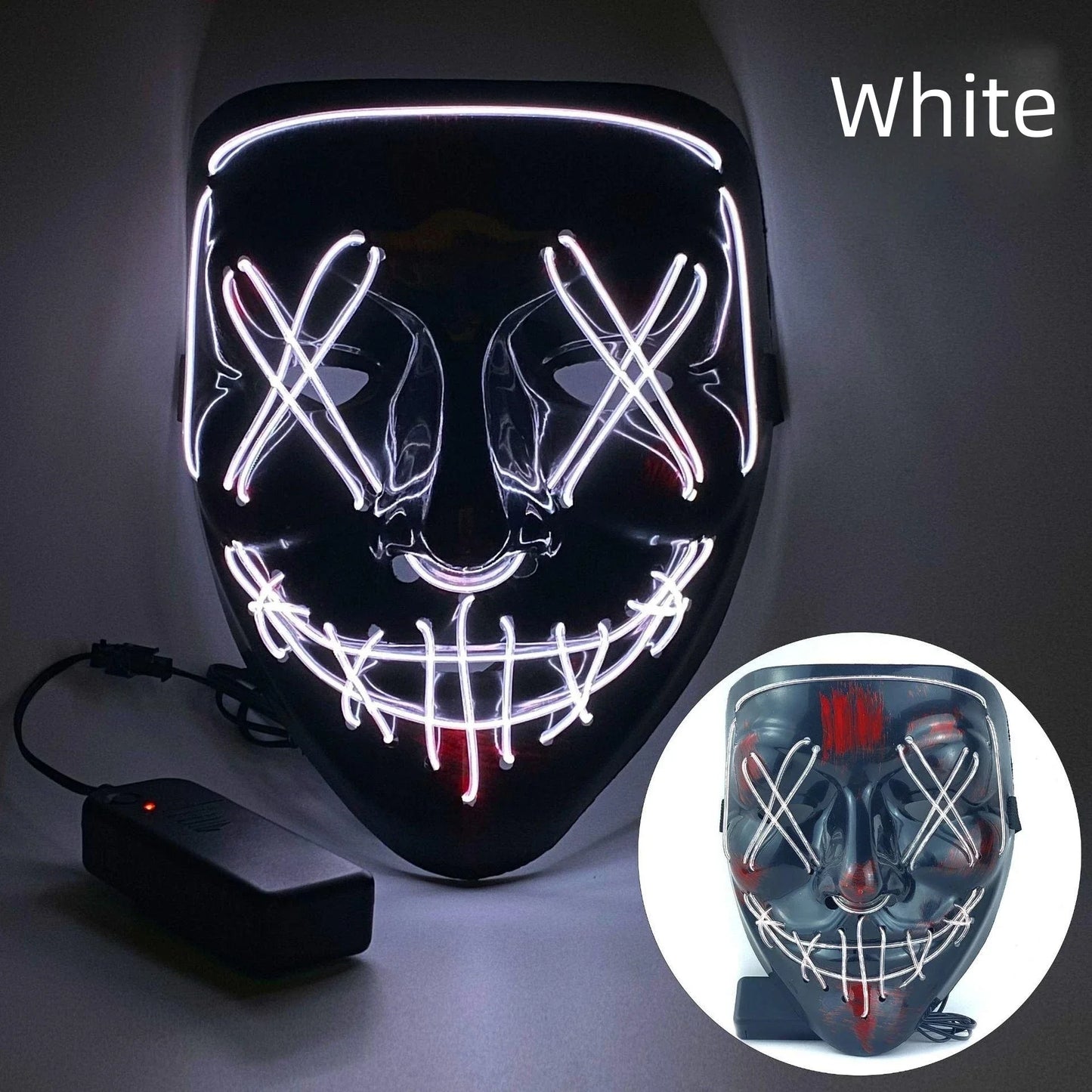 Hot Sale Halloween Glowing Scary Face Mask Luminous LED Purge Mask Neon Light Up Horror Party Mask Cosplay Costume Supplies