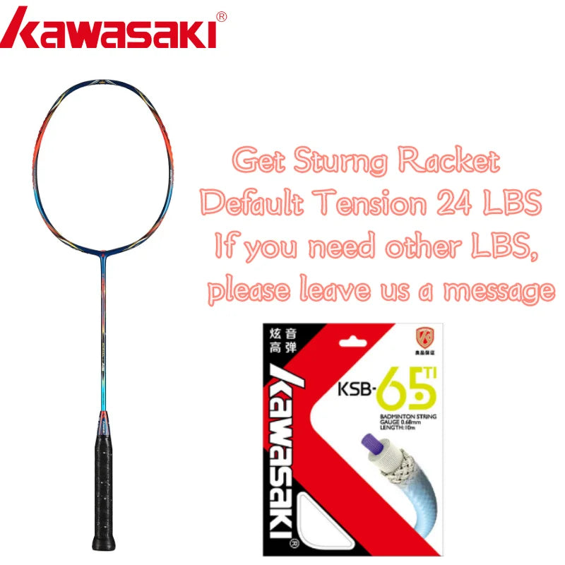 Kawasaki Original Badminton Racket King K9 All-Around Type T Join Power Carbon Fiber Racquet for Intermediate Players