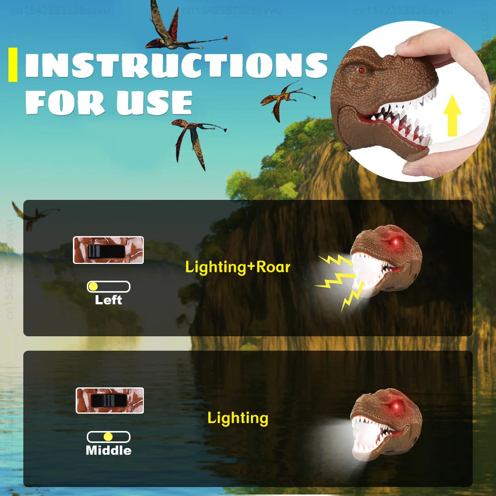 Kids Headlamp Dinosaur Headlamp for Children Kids Dinosaur Toys Child Head Flashlight T-Rex Dinosaur Head Lamp Christmas Gift