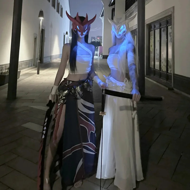 Game LOLS Heartsteel Yone Cosplay Props Mask Men Women Halloween Party Carnival Roleplay Accessories Resin Mask With LED Light