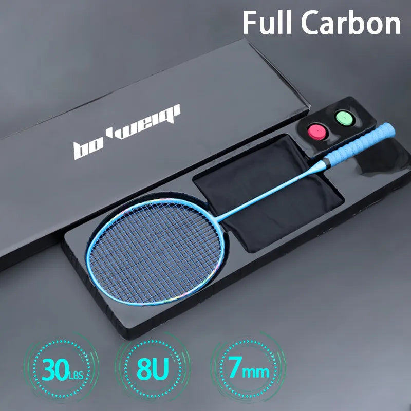 Super Light 8U Full Carbon Fiber Badminton Rackets With Bags String Professional Racket Strung Padel Sports
