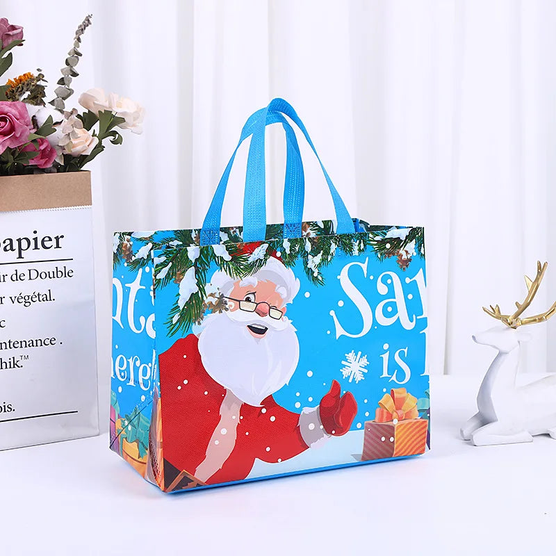 4pcs Christmas Gift Bag Santa Claus Snowman Non-Woven Tote Bag Candy Gift Packaging Bag 2023 Christmas Party Home Navidad Noel