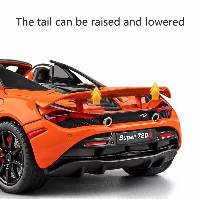 1:24 Simulated 720S Alloy Car Model Sound and Light Pull-Back Toy Car Metal Convertible Sports Car Boy Collection Ornaments Gift