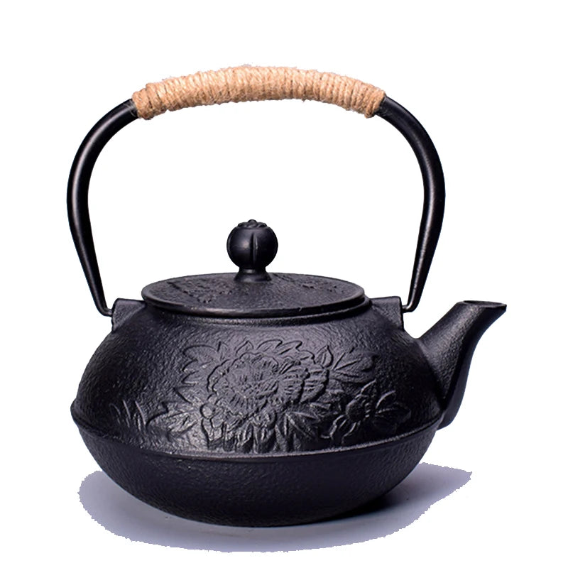 900ML Japanese Style Cast Iron Teapot With Stainless Steel Infuser Strainer Plum Blossom Cast Iron Tea Kettle for Boiling Water