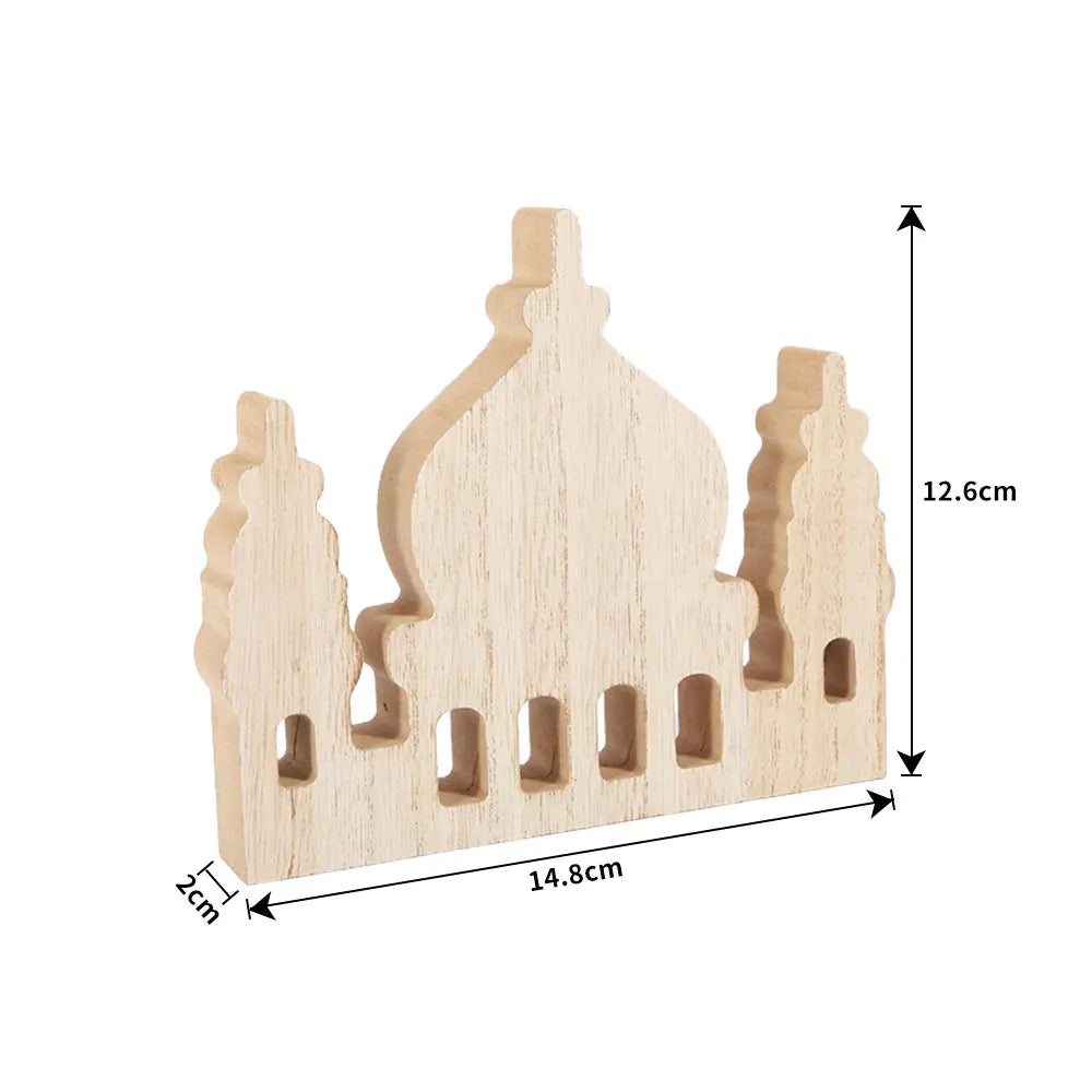 2024 EID Mubarak Wooden Ornaments House Ramadan Decoration for Islam Muslim Event Party Home Table Decoration Kareem Gifts