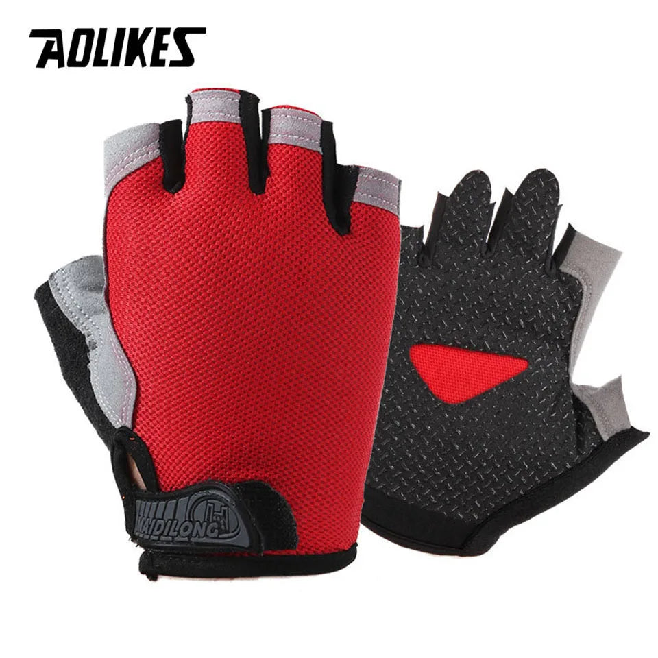 AOLIKES Cycling Gloves MTB Road Riding Gloves Anti-Slip Camping Hiking Gloves Gym Fitness Sports Bike Bicycle Glove Half Finger