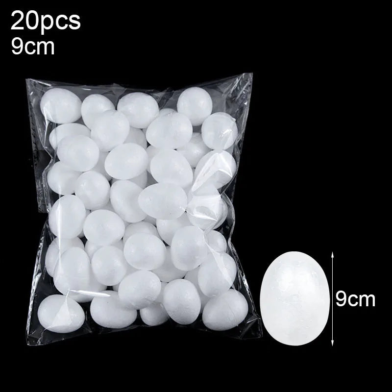 20pcs 3.5-9cm Painting Easter Foam Egg White Polystyrene Styrofoam Foam Egg Ball for Home Happy Eatser Party Decor DIY Kids Gift