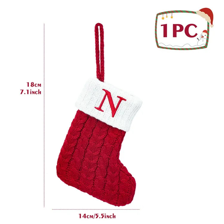 Christmas Alphabet Knitting Socks Christmas Tree Ornaments Christmas Decorations for Home 2023 Navidad Noel 2024 Xmas Gift