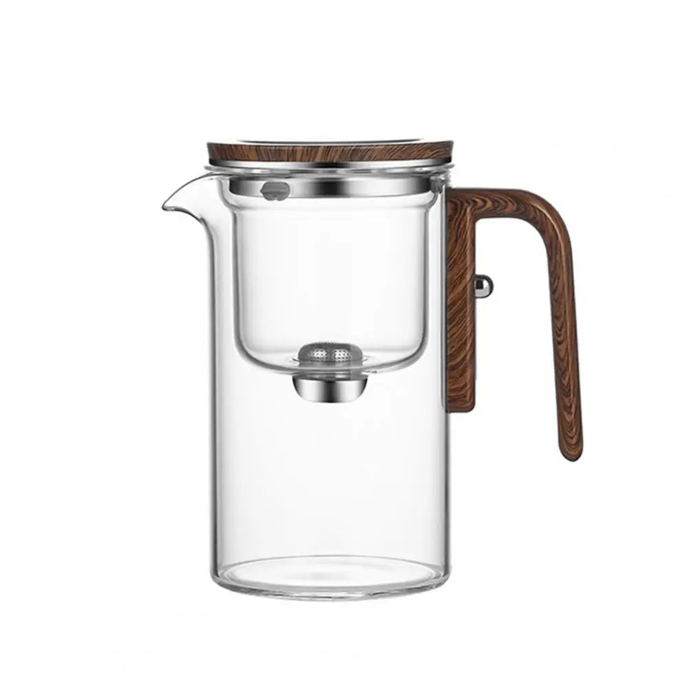 1 Set Teapot Water Separation Wooden Handle Glass Teapot With Infuser Anti-Scald Drip-Free Tea Infuser With Button Press
