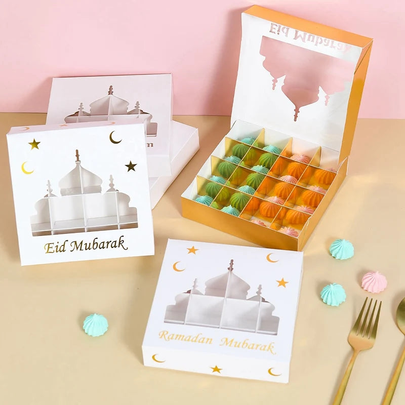 1Pcs Eid Mubarak Gift Box Candy Cake Chocolate Packaging Box Ramadan Kareem Home Decoration 2024 Islamic Muslim Party Supplies