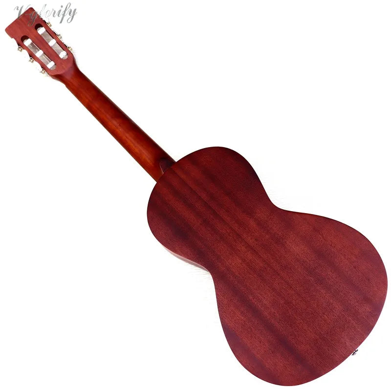 Travel Guitar 36 Inch Acoustic Guitar 6 String Mini Guitars Brown and Natural Color Folk Guitar Full Sapele