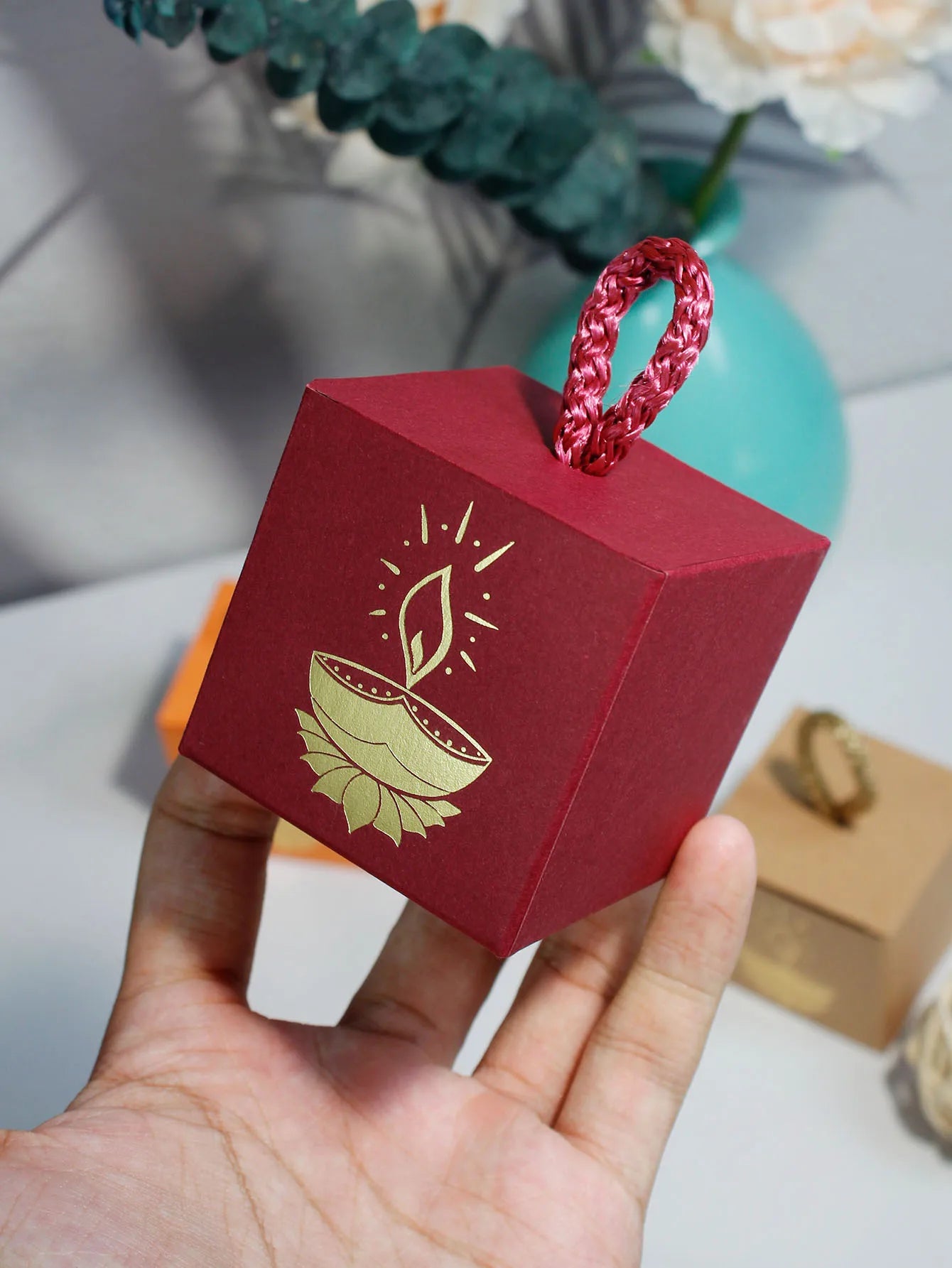 Diwali Indian Festival Candy Box, Lantern Festival, Drive Away Darkness With Light Festival Candy Box, Square Box