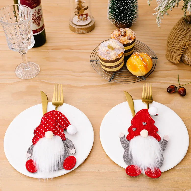 Christmas Cutlery Holders Christmas Knife Fork Tableware Bags Pocket Christmas Decoration 2024 New Year Dinner Table Ornament