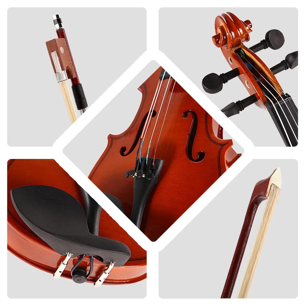1/8 Splint Bright Acoustic Violin Fiddle With Rosin Box Case Bow Muffler Kits Beginner Matte Violin Musical Instruments
