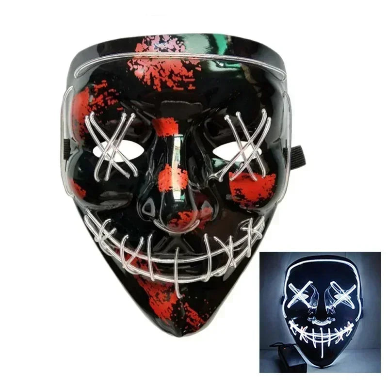 Halloween Scary Glowing Mask, Wireless LED Luminous Purge Mask, Horror Neon Light UpCosplay Party Masks, Fstival Funny Mask