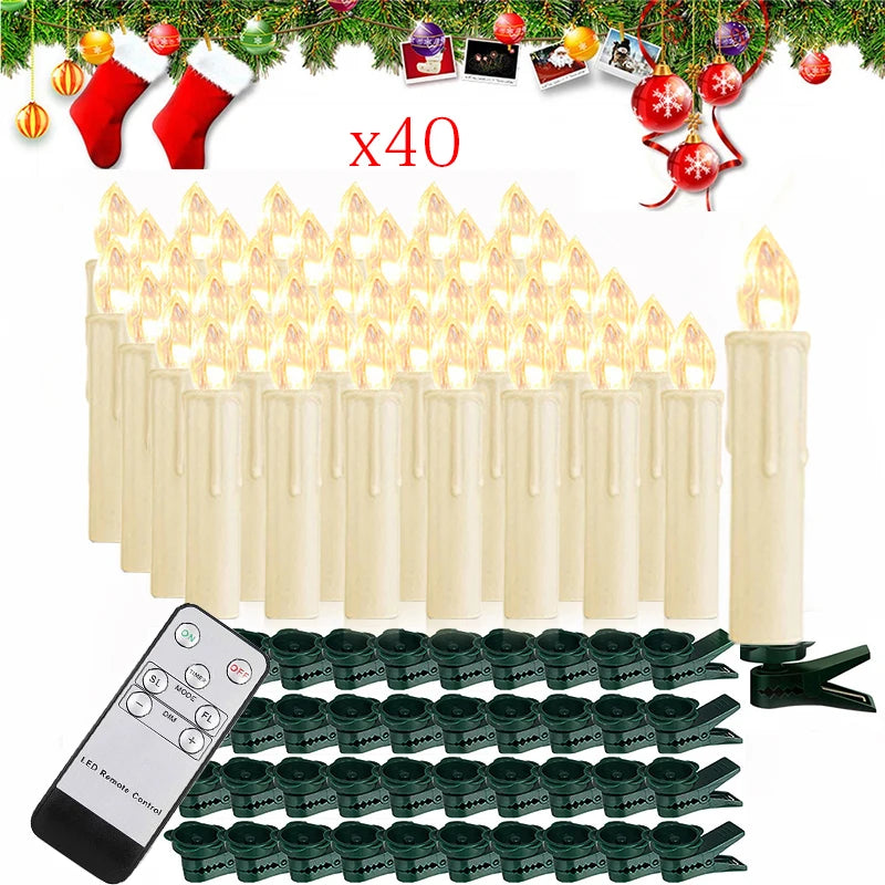 10/20/30/40pcs Candle Light Timer Remote Home Decor Artificial Flameless Led Candle Lamps Waterproof Christmas Candles Wholesale