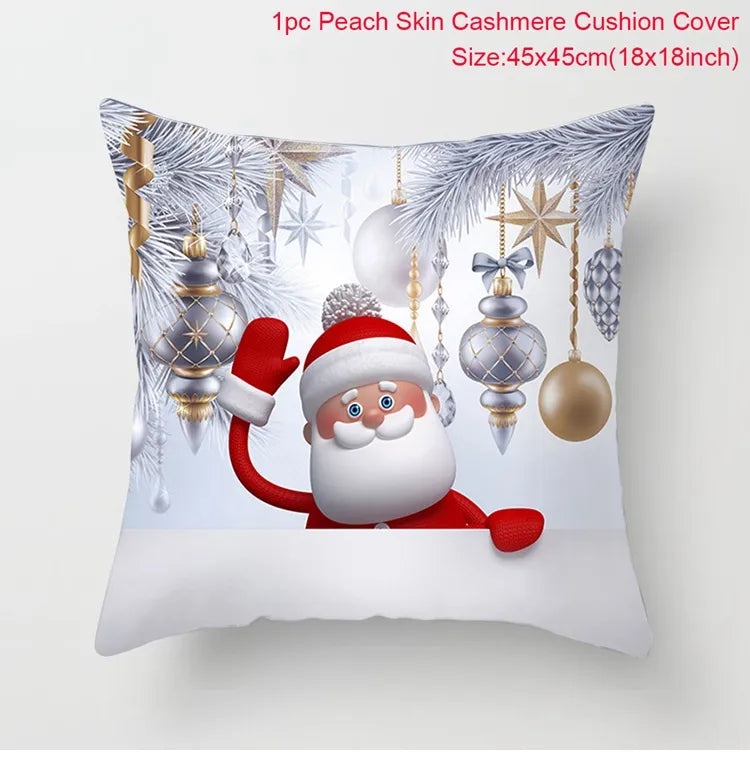 Merry Christmas Cushion Cover Christmas Decorations for Home 2023 Christmas Ornaments Xmas Navidad Gifts Happy New Year 2024