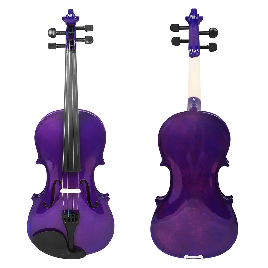 4/4 Full Size Solid Wood Acoustic Violin for Violin Beginner With Case and Bow, Green / Purple Color Fiddle