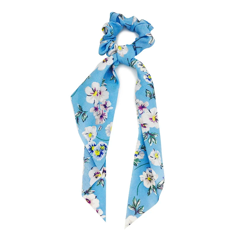 Chiffon Hair Scrunchies Women Fashion Pearl Ponytail Holder Hair Tie Hair Rope Rubber Bands Hair Accessories Bowknot Headwear
