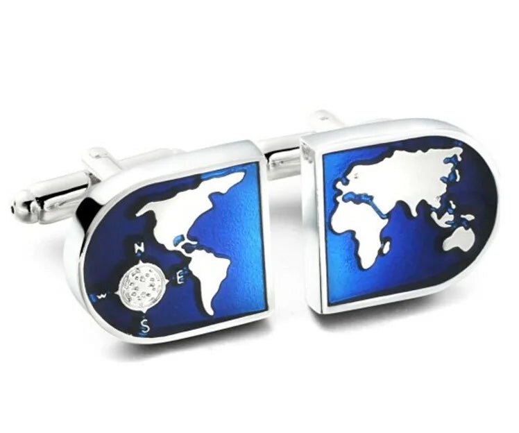 Cufflinks Retail Novelty Sail Design Blue White Color Sport Series Cufflinks for Men Cuff Links