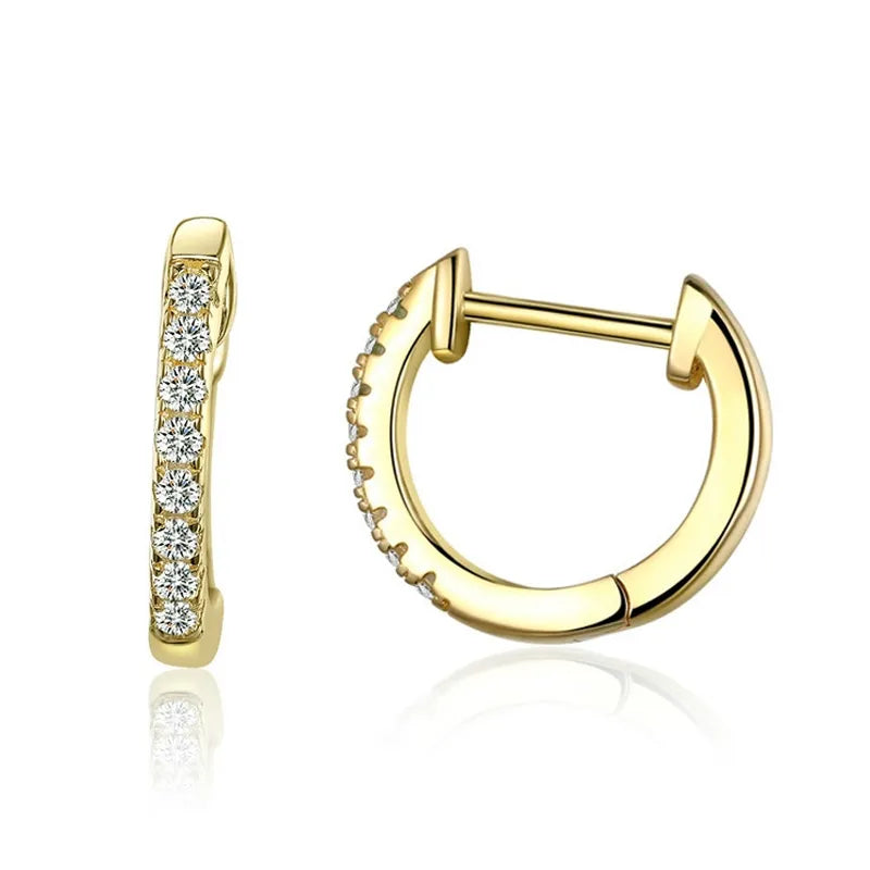 WOSTU 925 Sterling Silver Classic Round Silver Hoop Earrings Authentic Clear Zircon Earrings for Women Jewelry CQE498