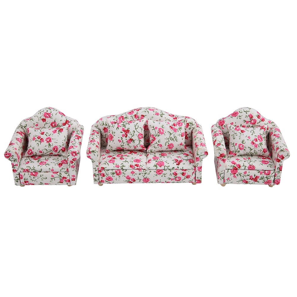 1/12 Miniature Sofa Simulation Dollhouse Sofa Living Room Furniture Children Doll House DIY Pretend Play Role Toys