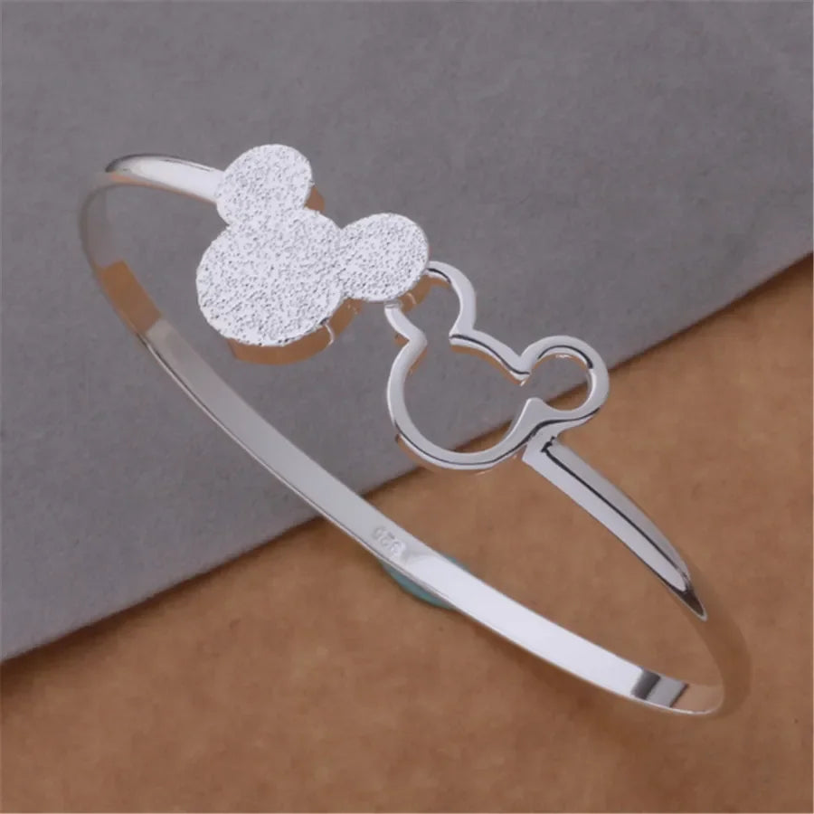 925 Silver Color Exquisite Luxury Gorgeous Fashion Wedding Women Lady Bracelet Bangle Charm Stamped Nice Birthday