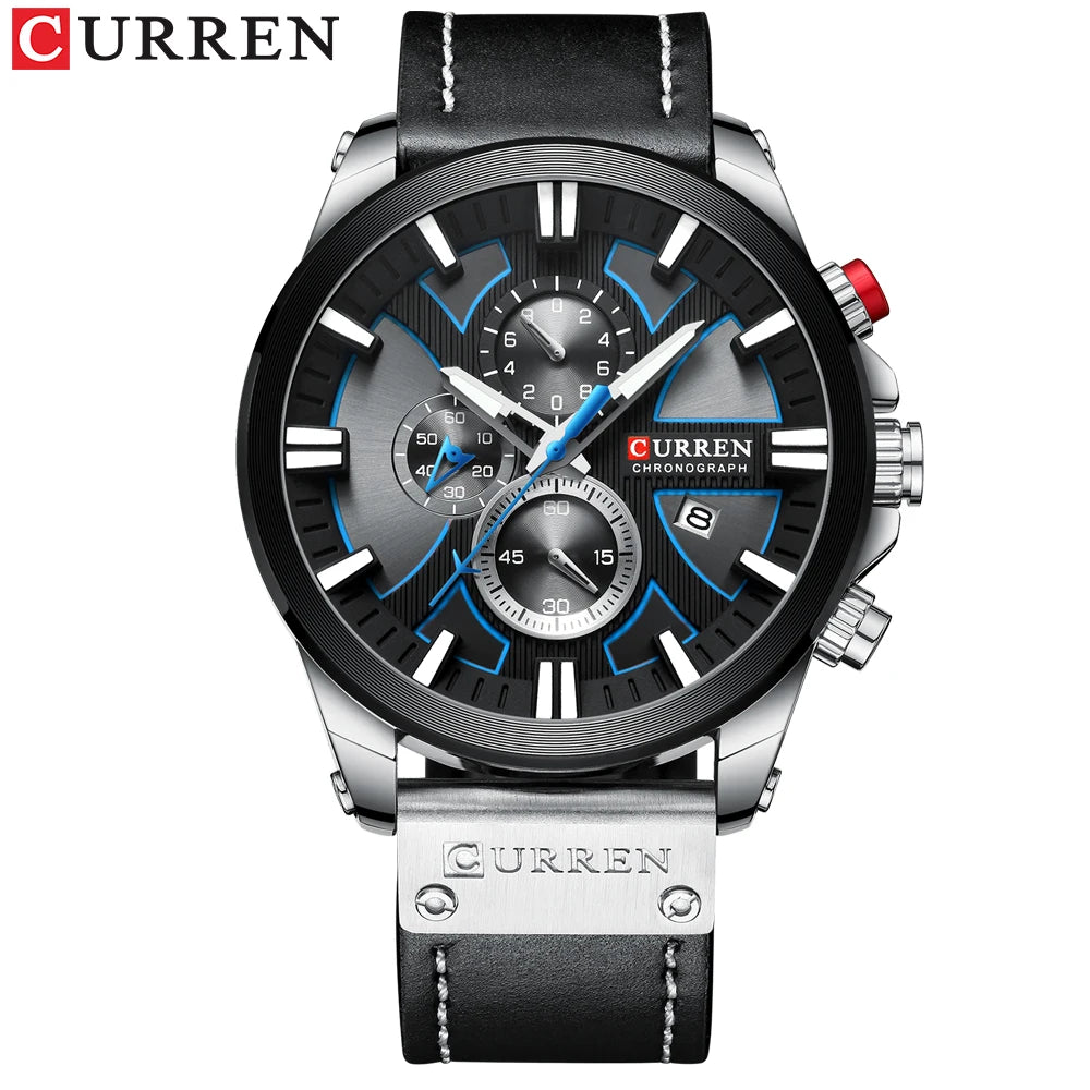CURREN Watch Chronograph Sport Mens Watches Quartz Clock Leather Male Wristwatch Relogio Masculino for Men